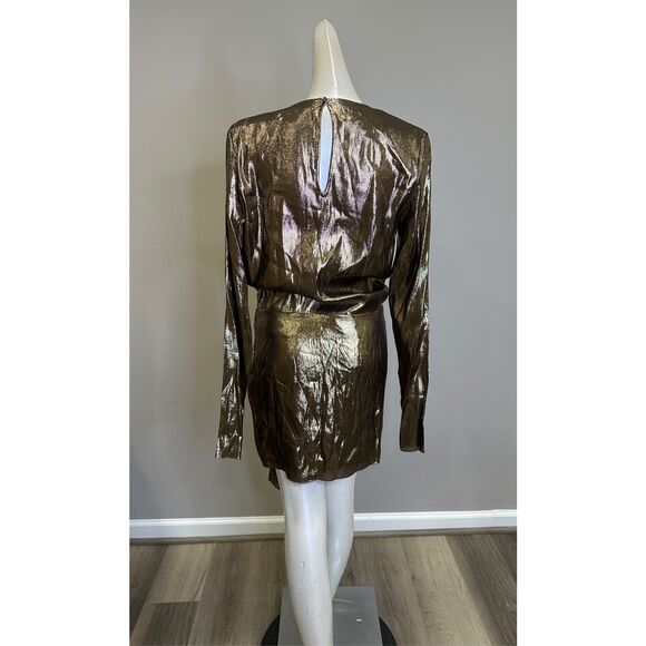 SAINT LAURENT WOMEN'S SILK LAME MINI DRESS IN GOLD SIZE 38 (6) $2995 - Picture 7 of 16